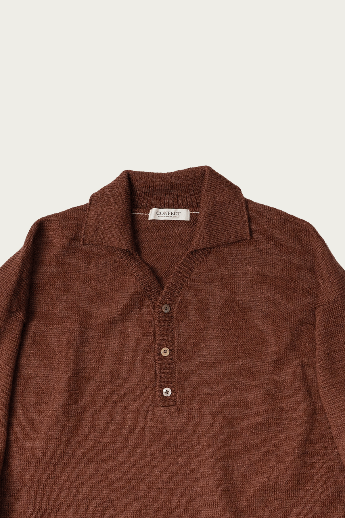 CONFECT - Wool Linen Knitted Polo Shirt - Brick - Canoe Club