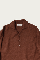 CONFECT - Wool Linen Knitted Polo Shirt - Brick - Canoe Club