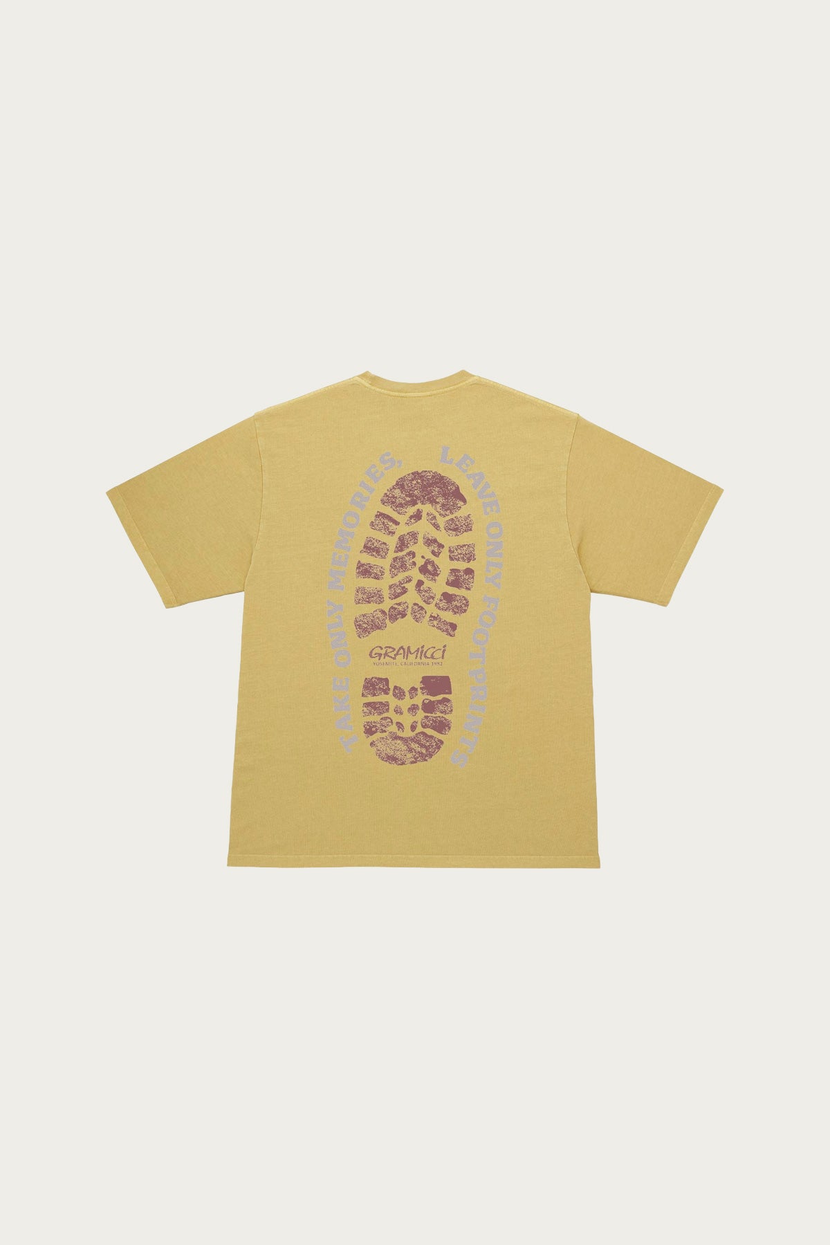 Gramicci - Footprints Tee Pigment Dyed - Sulphur - Canoe Club