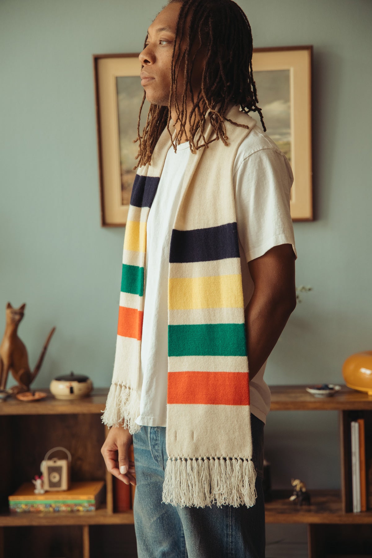 Herill - Cashmere Muffler - White - Canoe Club
