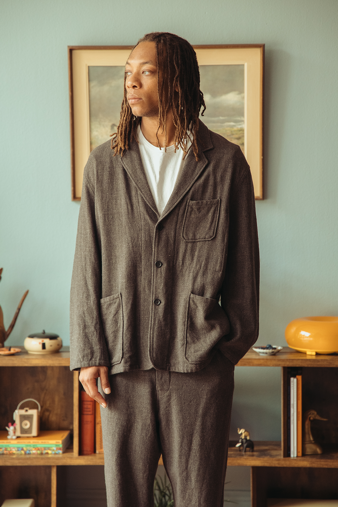 Herill - Paskal Tweed Workjacket - Charcoal Brown - Canoe Club