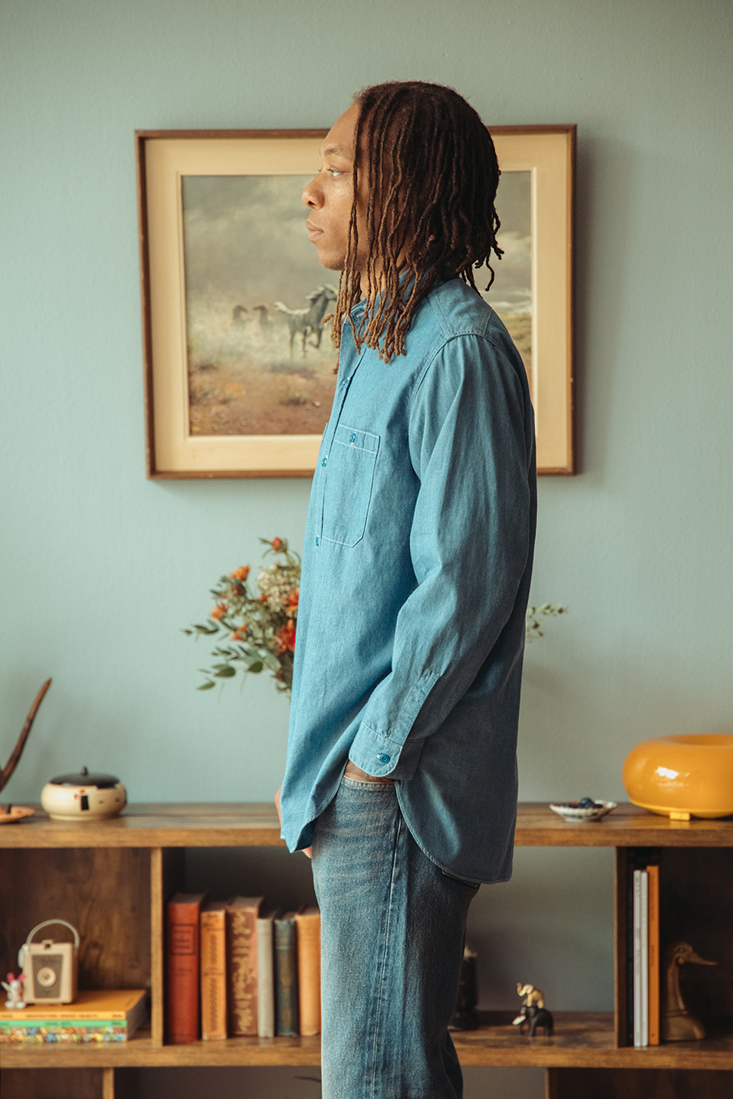 Herill - Sea Island Cotton Chambray Shirt - Indigo - Canoe Club