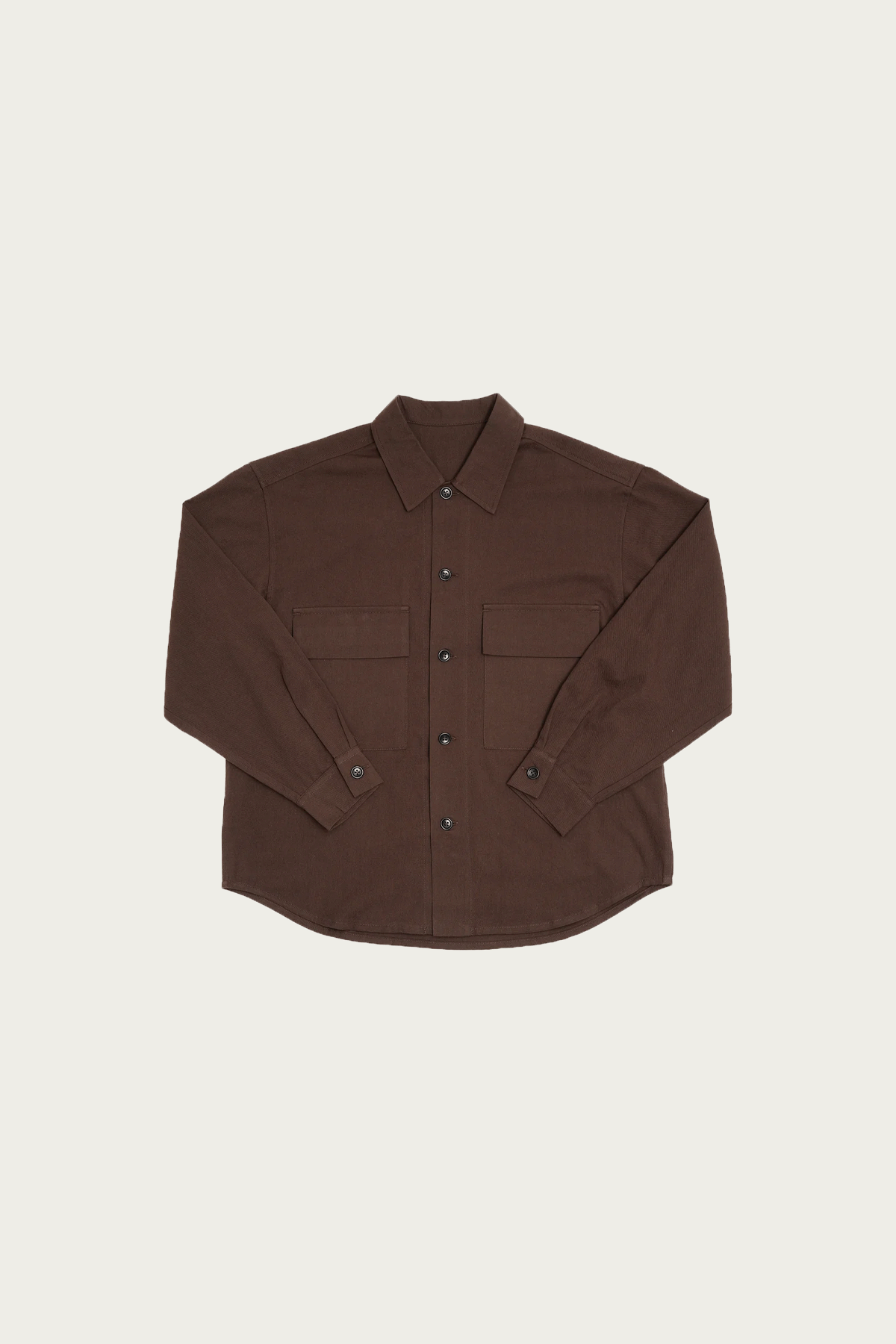 James Coward - Double Pocket Overshirt - Dark Brown Cotton/Wool Twill - Canoe Club