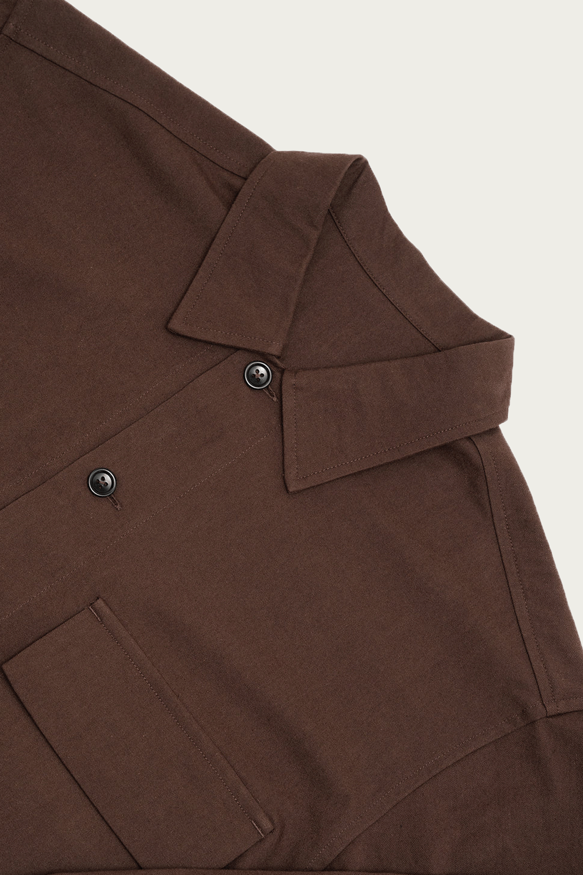 James Coward - Double Pocket Overshirt - Dark Brown Cotton/Wool Twill - Canoe Club