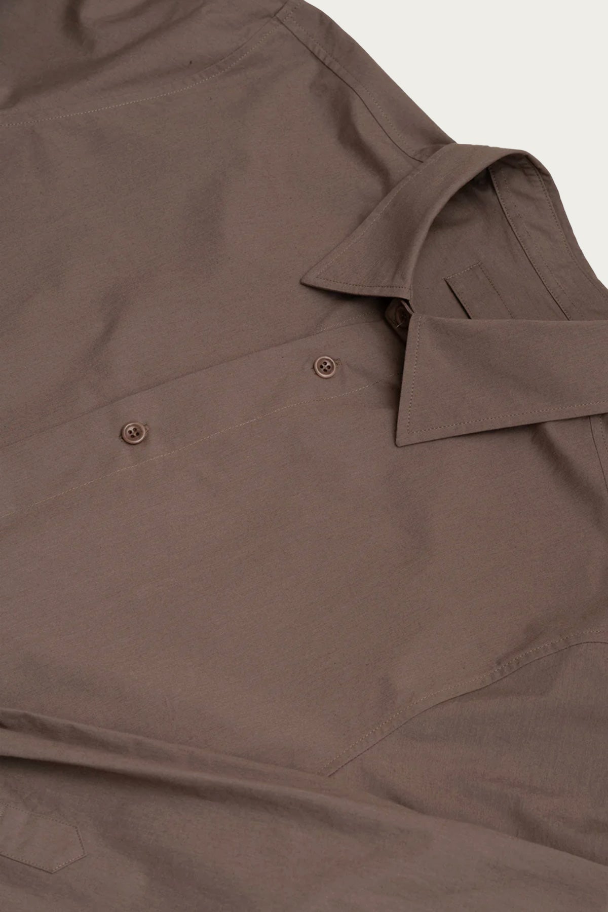 James Coward - Filter Shirt - Taupe Cotton/Washi Typewriter - Canoe Club