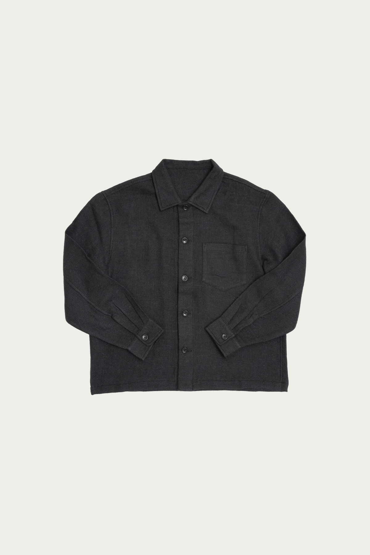 James Coward - Travail Shirt - Black Shetland Wool/Linen Twill - Canoe Club