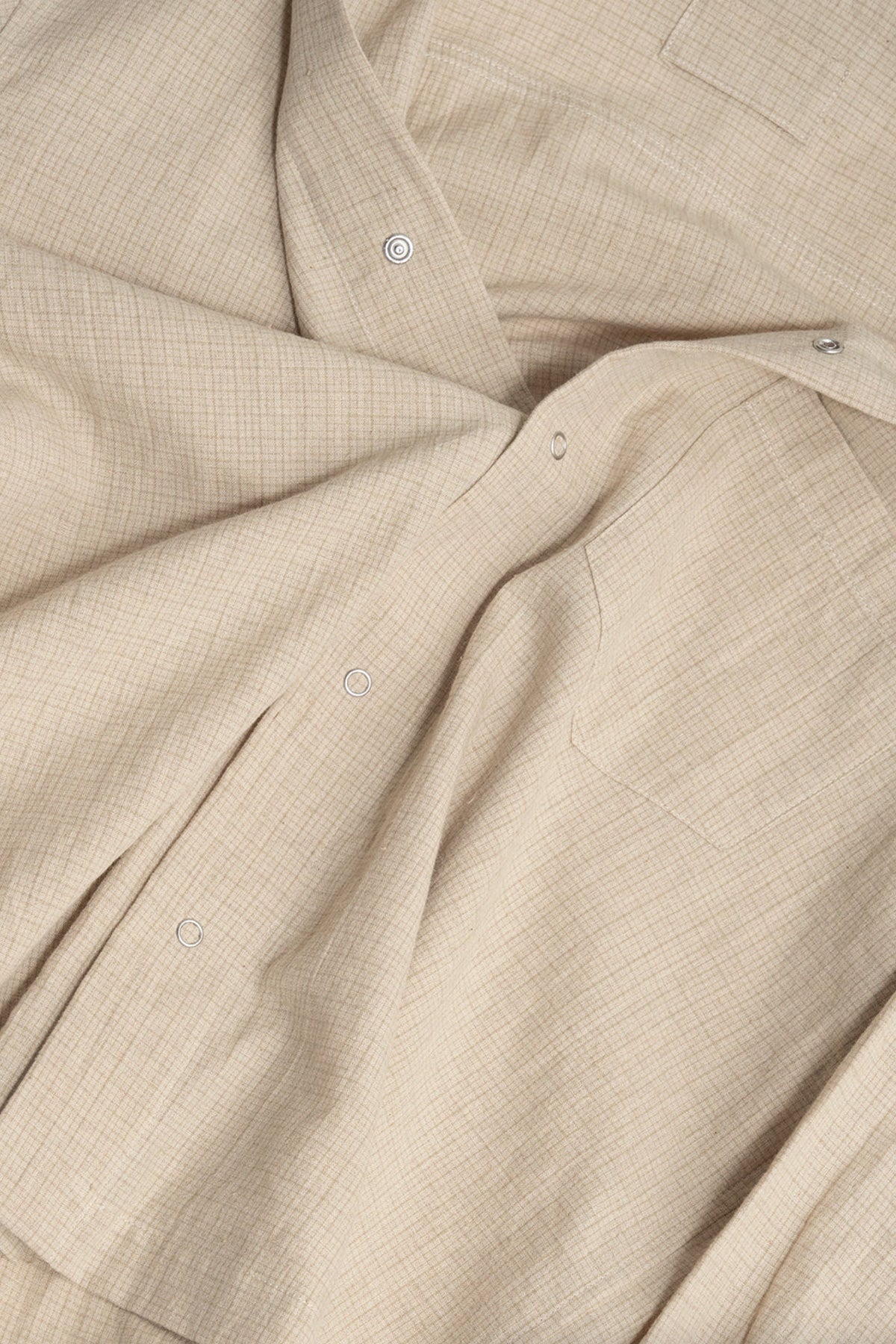 James Coward - Workshop Shirt - Natural Grid Cotton Linen Gingham - Canoe Club
