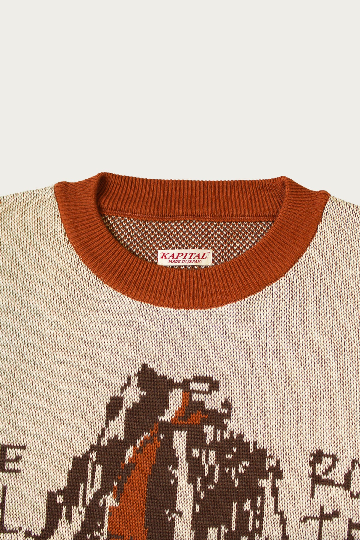 Kapital - 8G Jacquard Knit Vintage Crew Sweater (SLIDE ROCK BOLTER) - Orange - Canoe Club