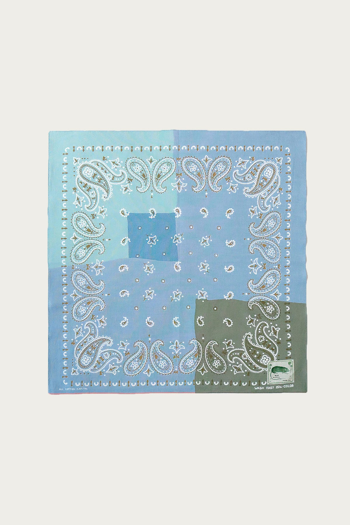 Kapital - Fastcolor Selvedge Bandana (Paisely Patchwork) - Sax - Canoe Club