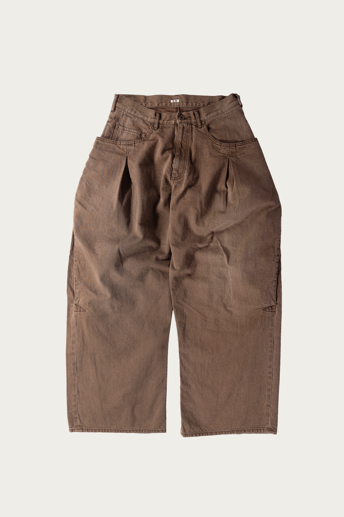 Khoki - 3D Cutting Denim Pants - Brown - Canoe Club