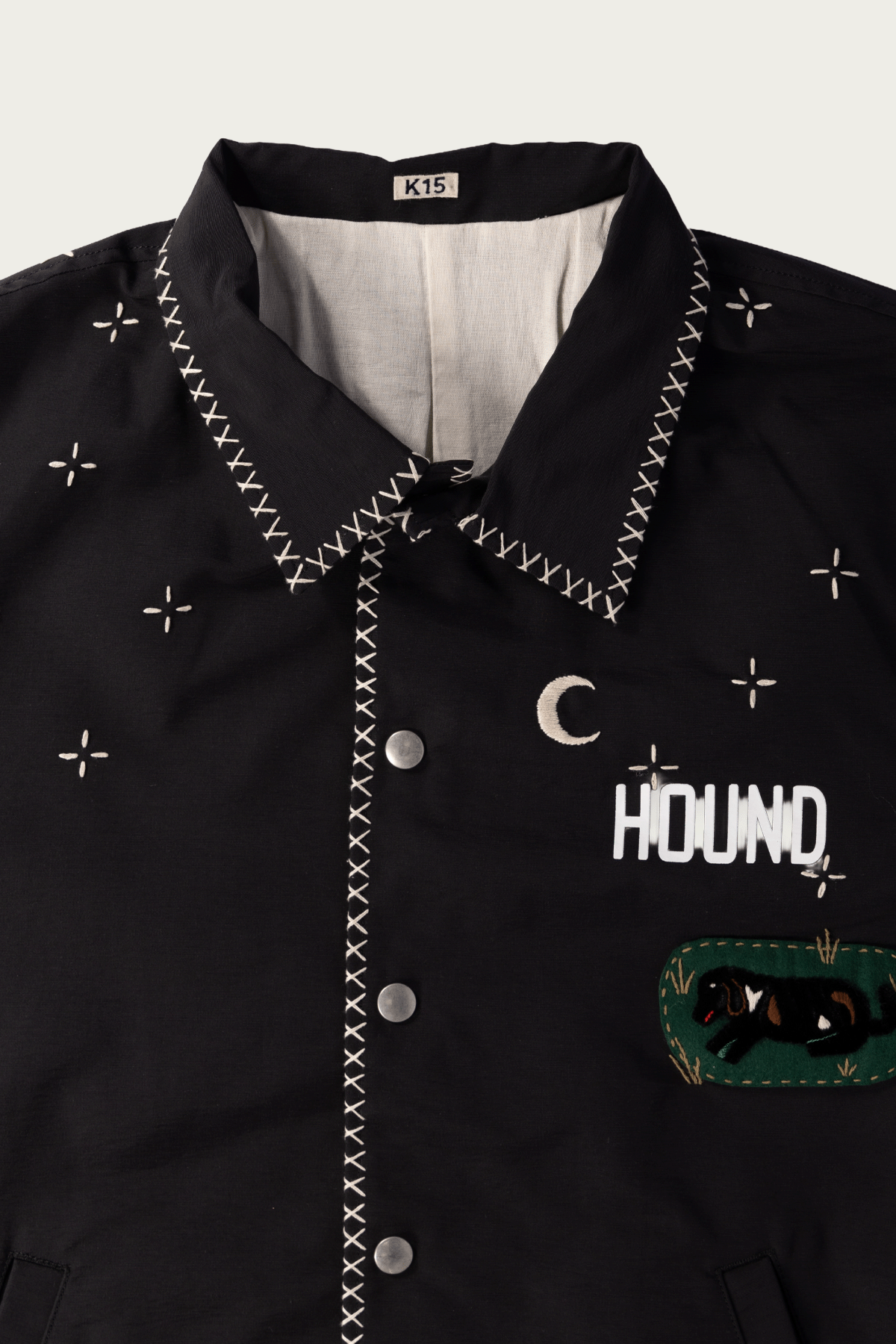 Khoki - Cross-Stitch Coach Jacket - Black - Canoe Club