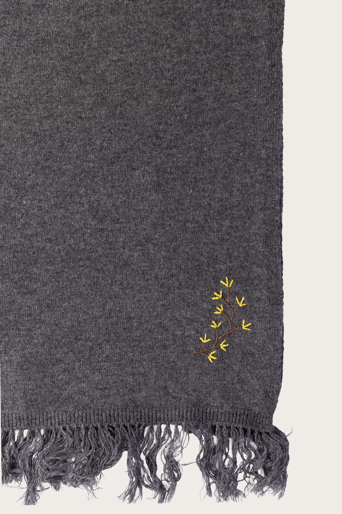 Khoki - Hand-Embroidered Stole - Grey - Canoe Club