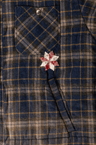 Khoki - Vintage-Effect Checked Puffer Jacket - Blue - Canoe Club