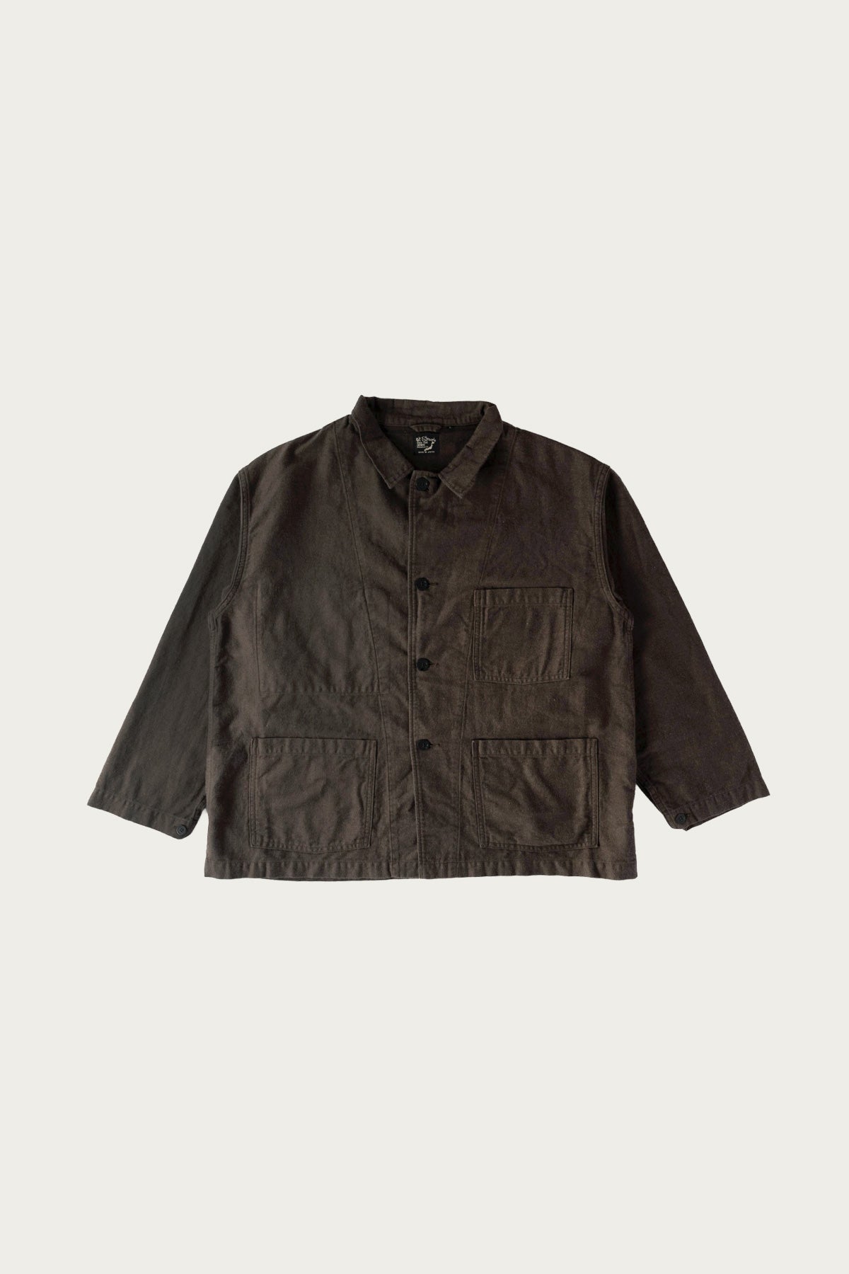 orSlow - Cotton Linen Moleskin Relax Fit Simple Work Jacket - Charcoal Grey - Canoe Club