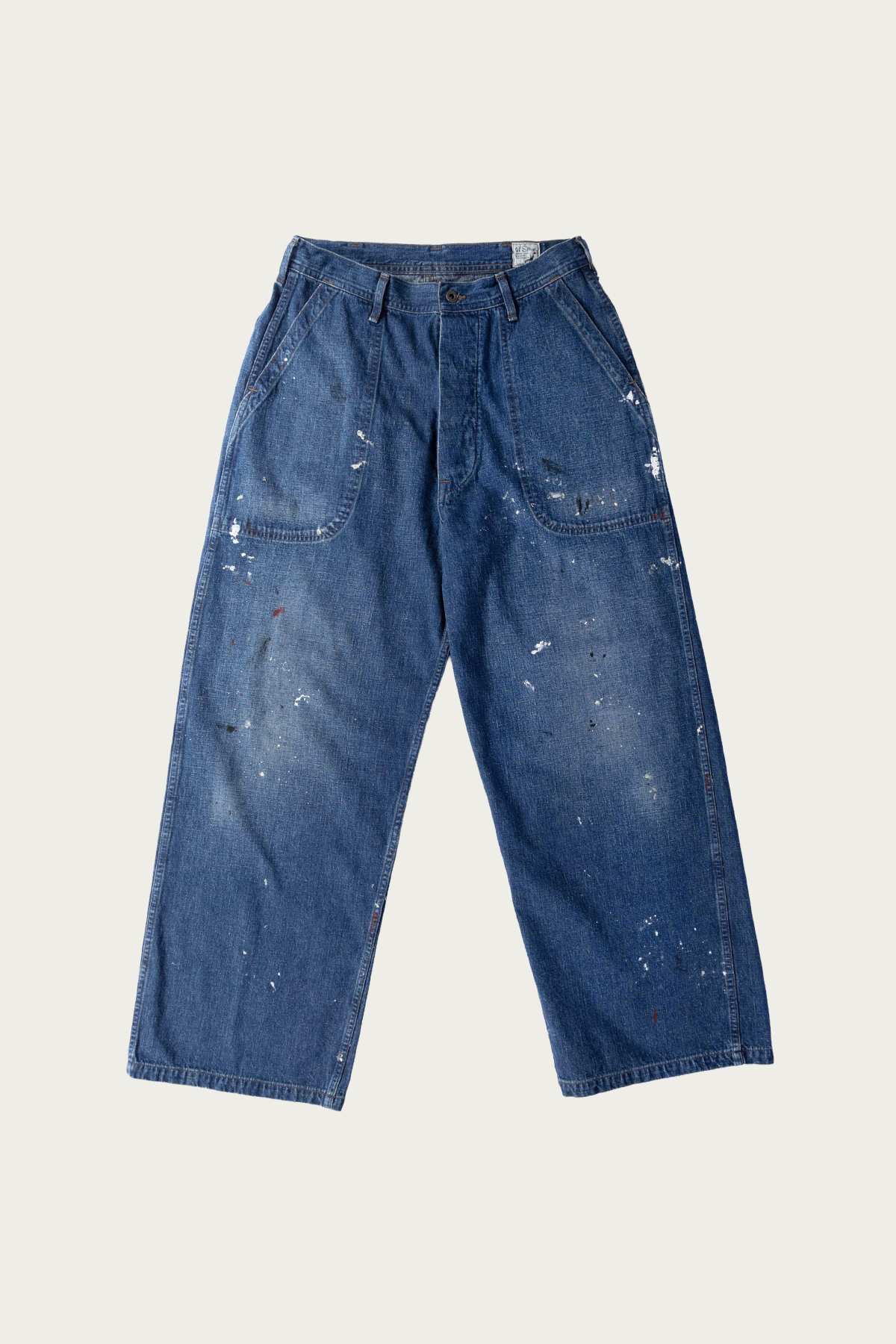 orSlow - WWII 40s U.S. Navy Wide-Fit Utility Trousers - Painted - Vintage Indigo With Paint - Canoe Club