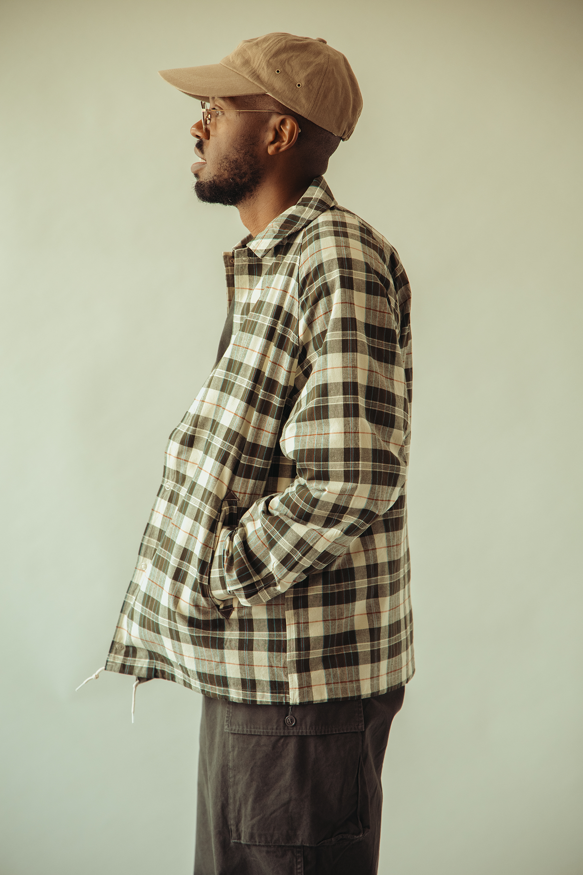 Phigvel - Madras Coach Jacket - Ecru/Olive - Canoe Club