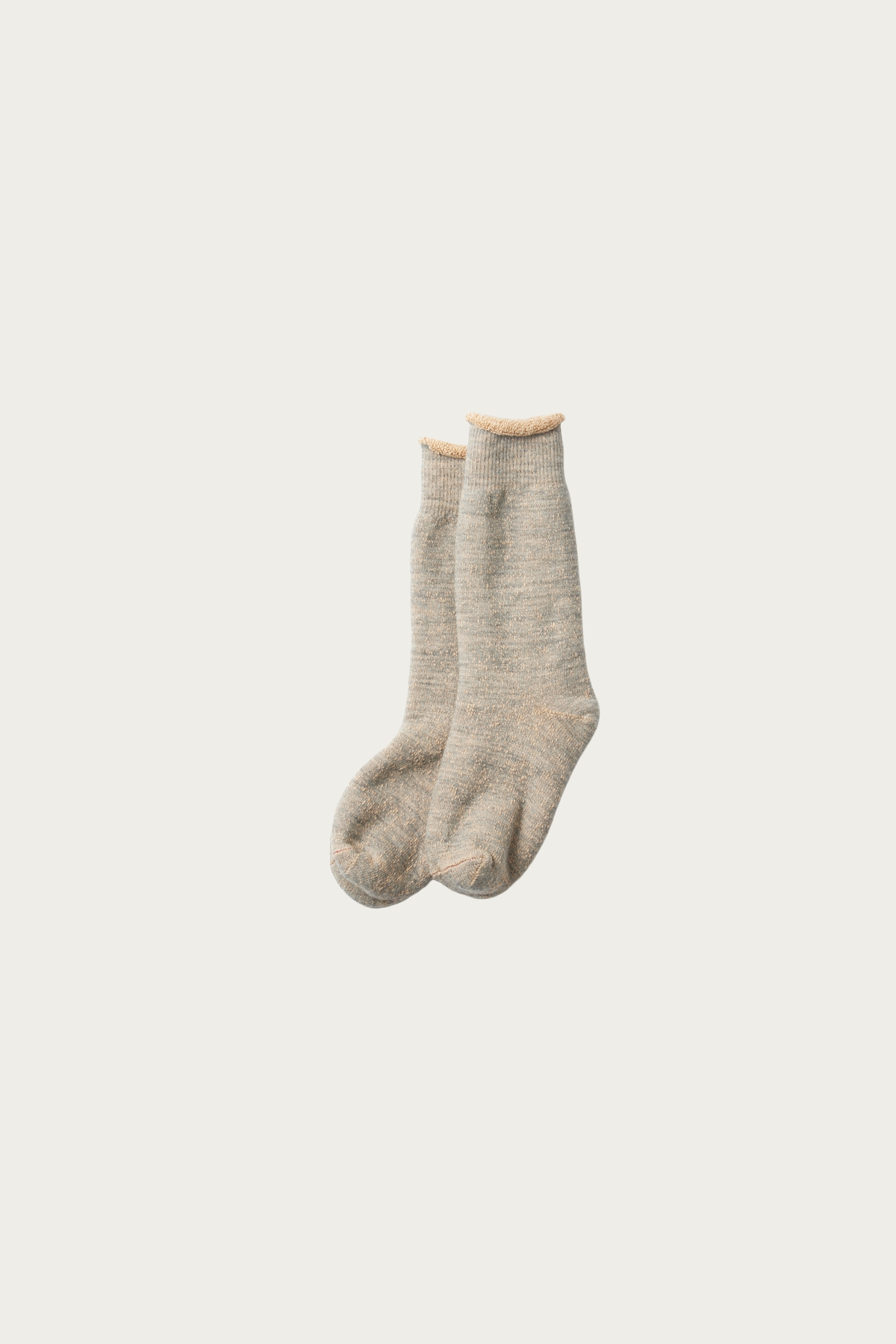 Rototo - Double Face Crew Socks "Merinowool & Brown OG" - Gray / Brown - Canoe Club