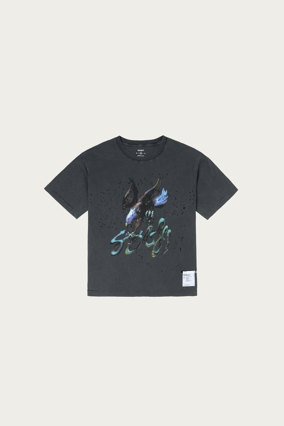 Satisfy Running - MothTech T-Shirt - Aged Black Airbrushed Eagle - Canoe Club