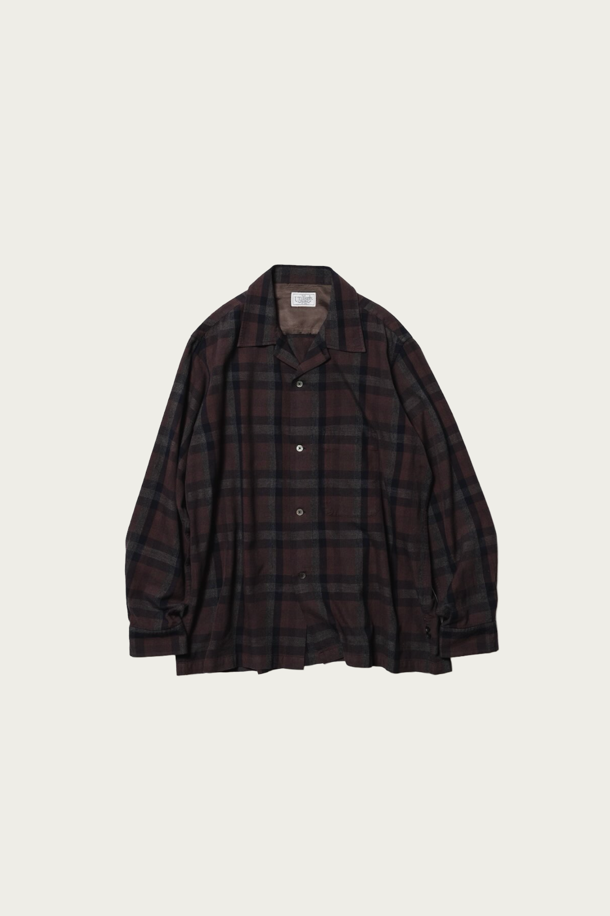 Unlikely Dry Goods - 60s Sports Shirt Cotton/Rayon - Brown Plaids - Canoe Club