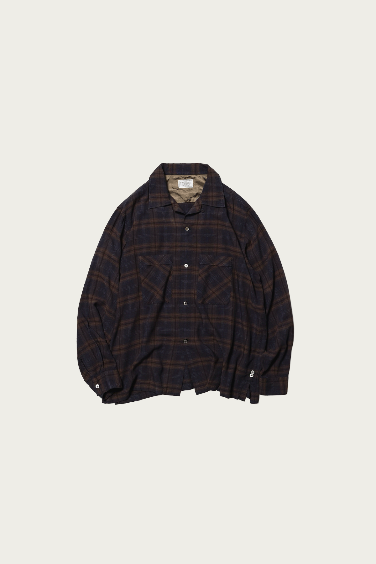 Unlikely Dry Goods - 50s Sports Shirt Rayon - Charcoal Plaids - Canoe Club