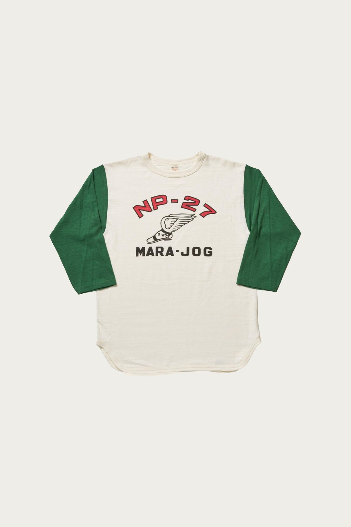 Warehouse & Co. - 4800 3/4 Sleeve Baseball Tee - Cream/Lt. Green - Canoe Club