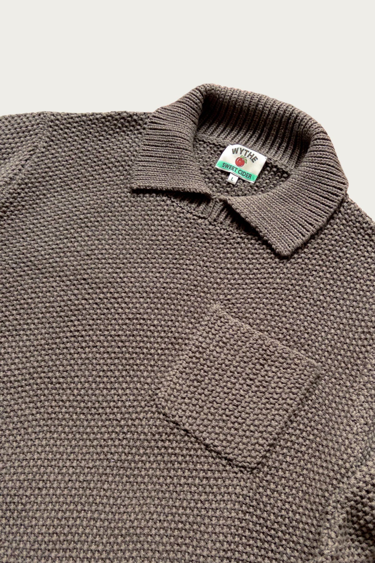 Wythe - Moss Stitch Polo Sweater - Dusty Olive - Canoe Club