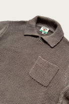Wythe - Moss Stitch Polo Sweater - Dusty Olive - Canoe Club