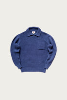Wythe - Moss Stitch Polo Sweater - Navy - Canoe Club