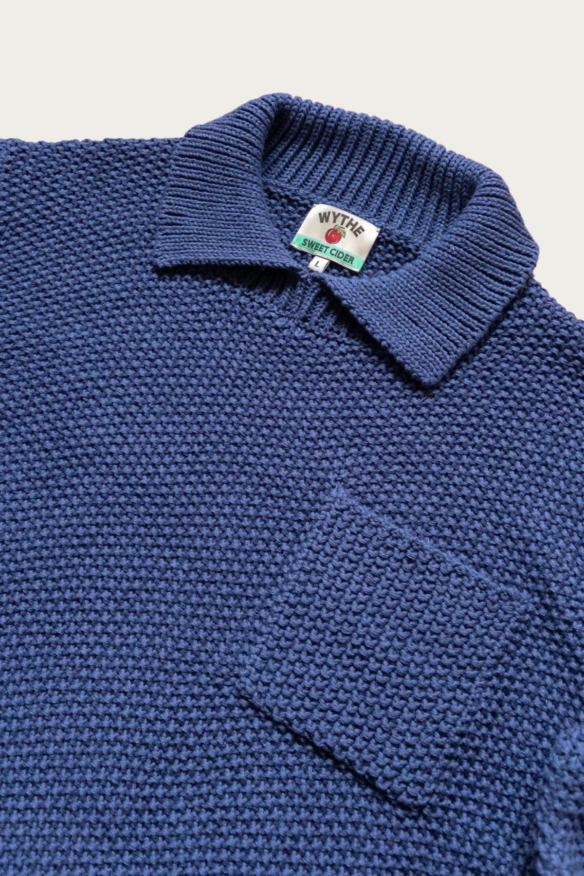 Wythe - Moss Stitch Polo Sweater - Navy - Canoe Club