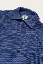 Wythe - Moss Stitch Polo Sweater - Navy - Canoe Club