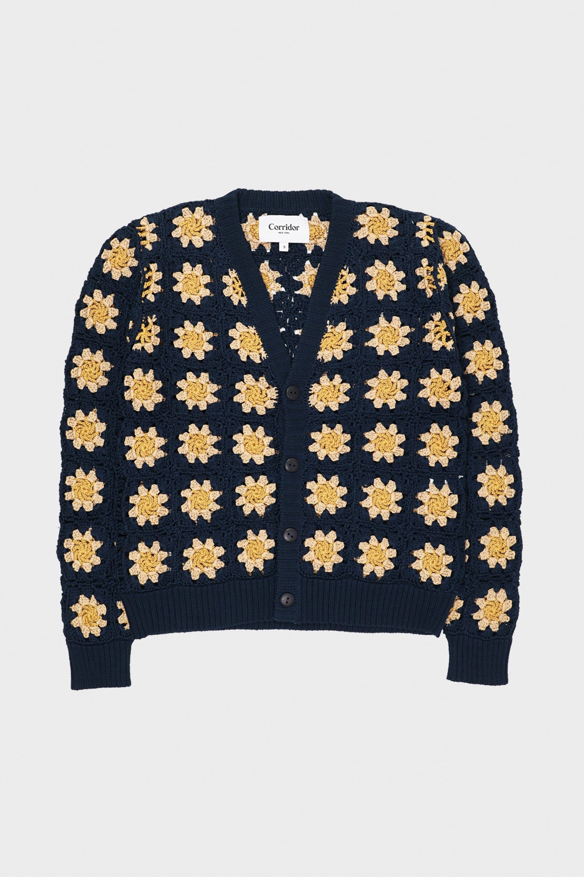 Corridor - Hand Crochet Pima Cardigan - Navy - Canoe Club